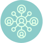 Strategic objective icon of a network of people