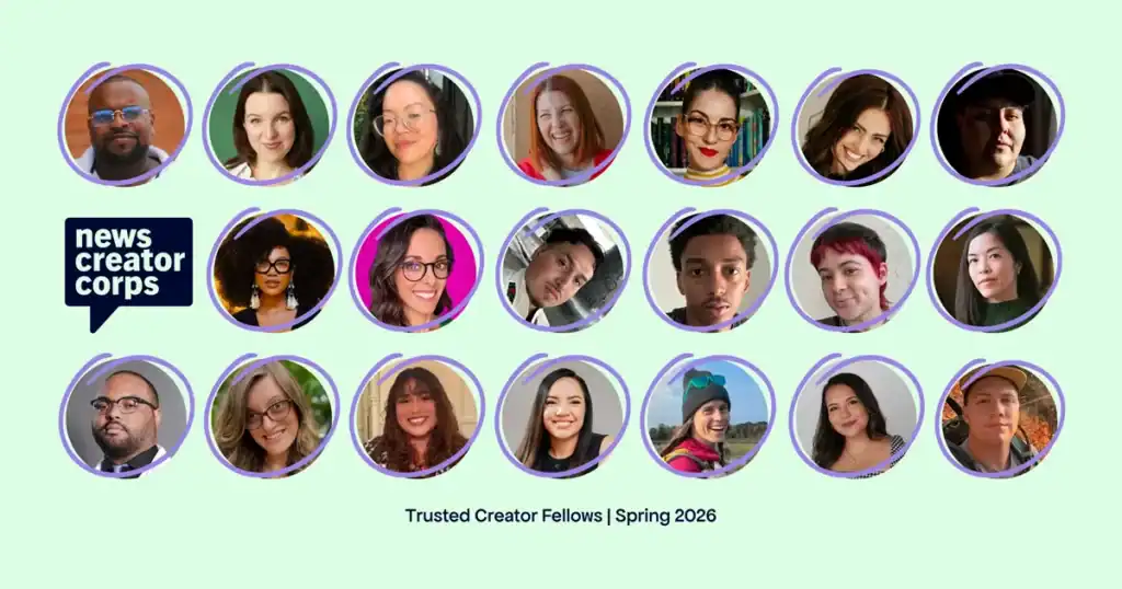 Banner featuring headshots of the Trusted Creator Fellows Spring 2026 class