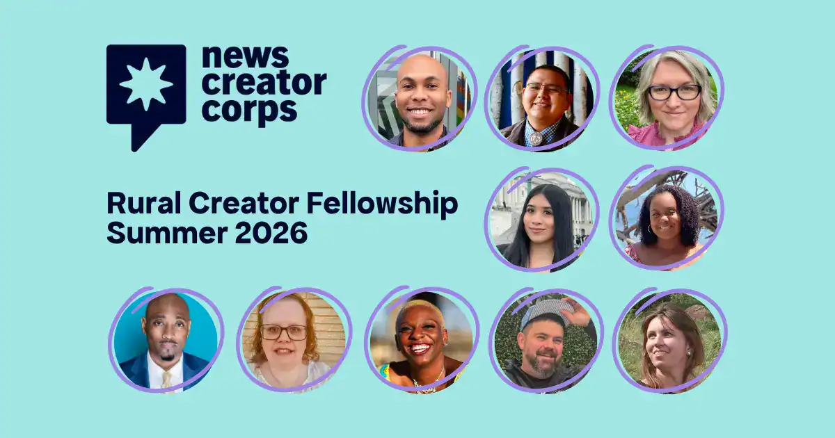 Banner featuring headshots of the Rural Creator Fellows Summer 2026 class