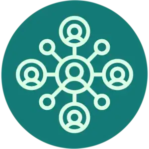 Strategic objective icon of a network of people